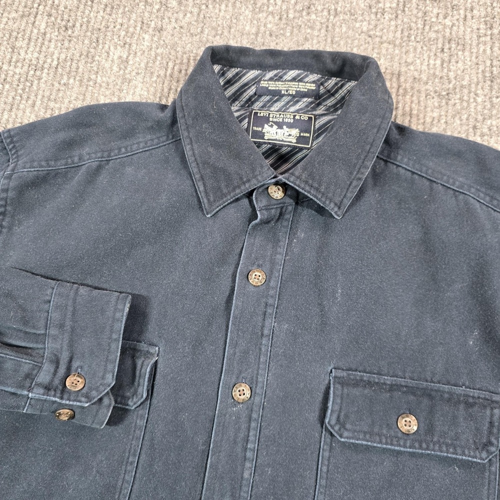 Levis Shirt Jacket Mens‎ XL Blue Lined Shacket Button Front Heavy Cotton Canvas
